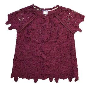 Guest Editor Anthropologie Lace Blouse Women's Medium‎ Lace Lined Short Sleeve